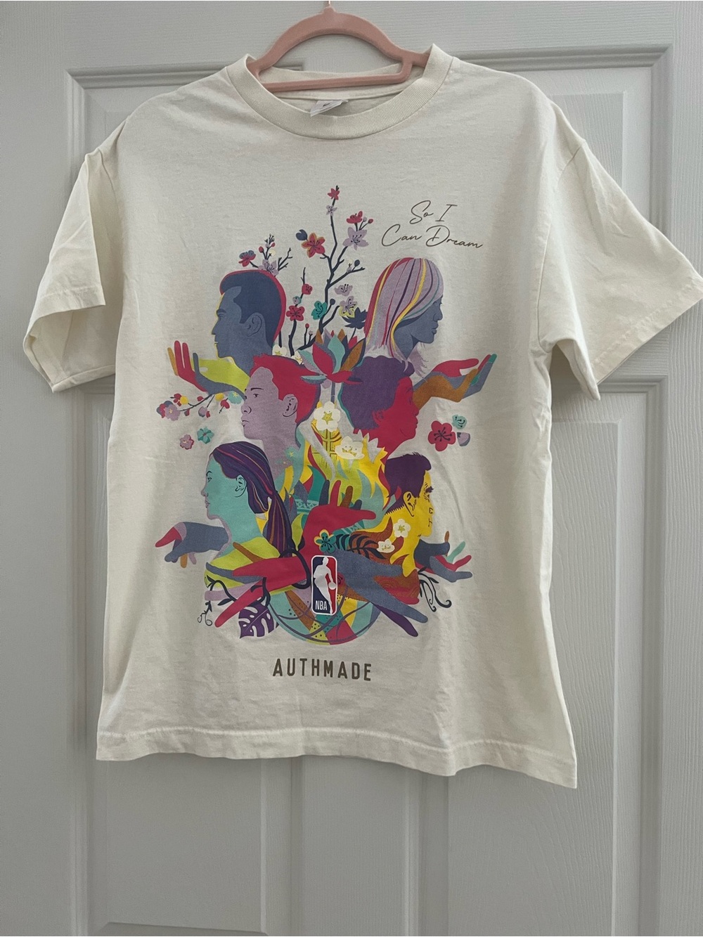 NBA Cream Short-Sleeve Tee with Multicolor Graphic